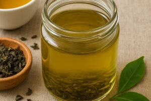 Green tea hair rinse for shiny and healthy hair